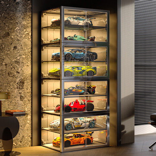 赛车展示柜手办模型陈列置物架子家用公仔高达模型透明展示盒