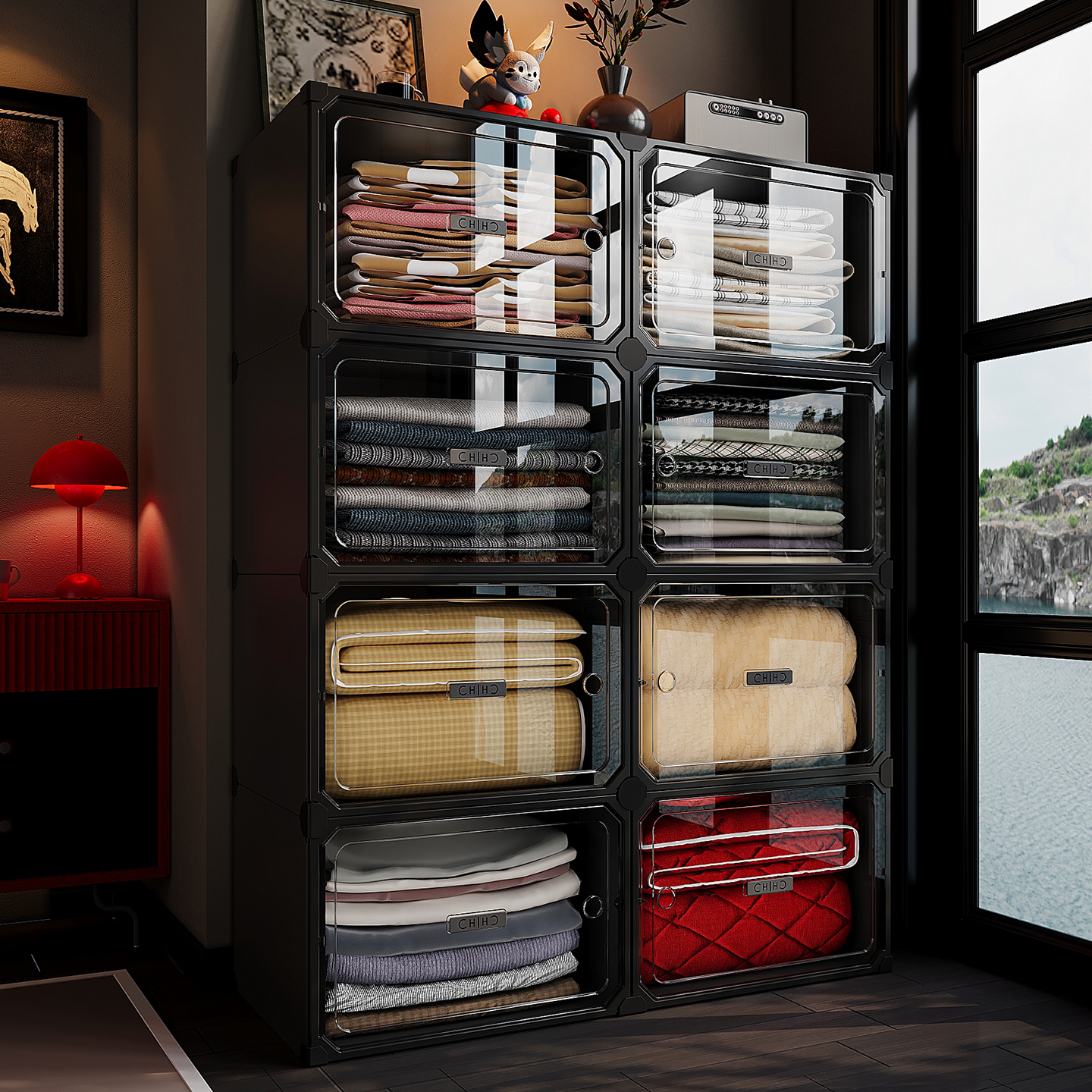 收纳柜储物柜儿童婴儿宝宝衣柜简易靠墙置物架家用多层塑料置物柜