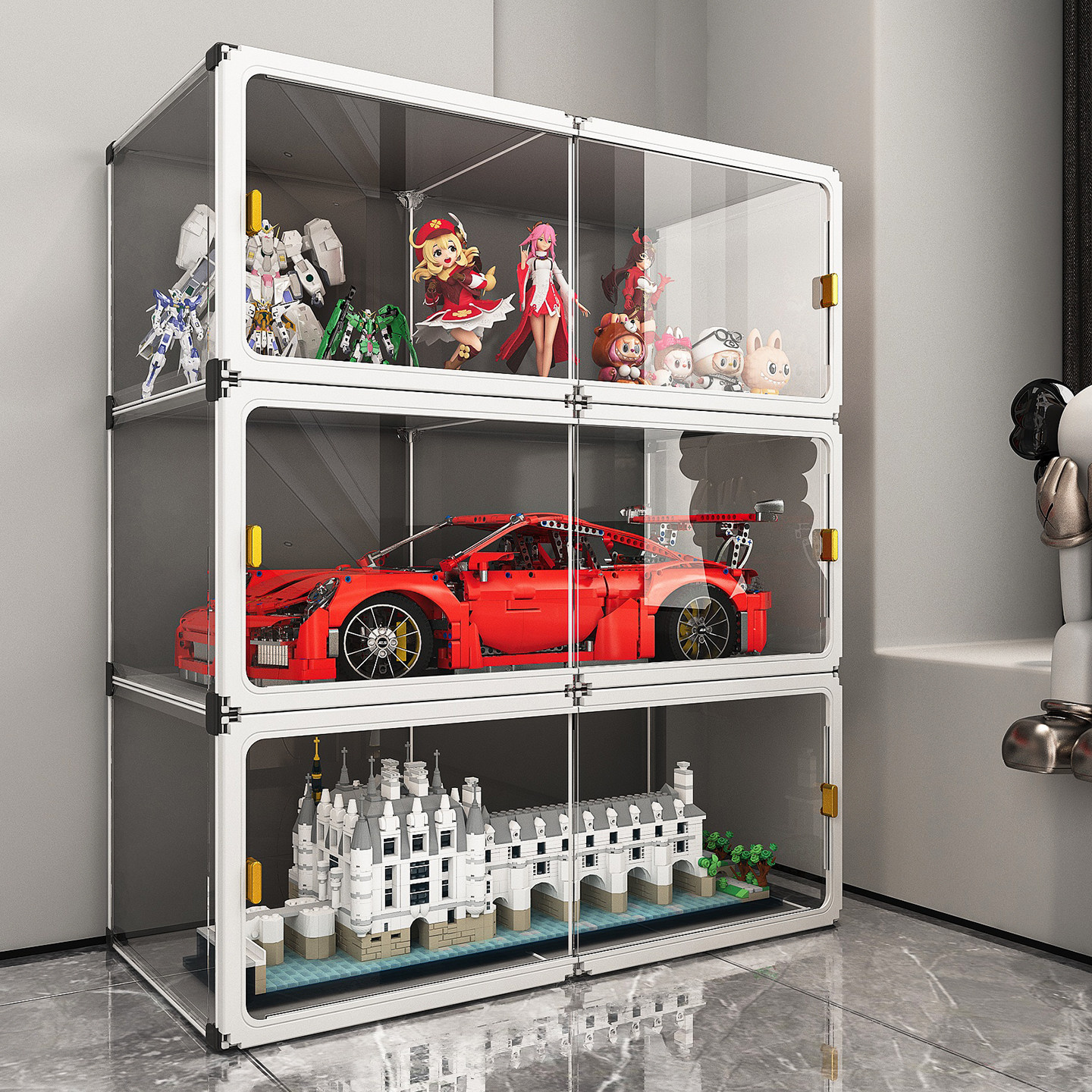 手办展示柜透明适用乐高积木高达模型陈列架子家用大型玩具收纳盒