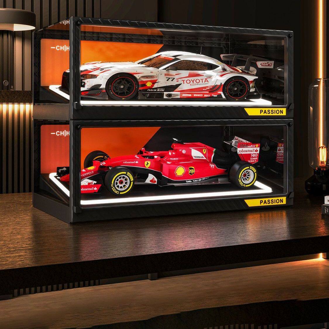 跑车展示柜手办乐高模型带灯亚透明克力玩具汽车F1适用赛车收纳柜