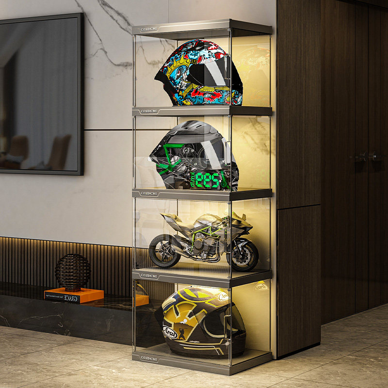 头盔收纳柜帽子家用柜头盔展示盒机车装备放置架头盔架