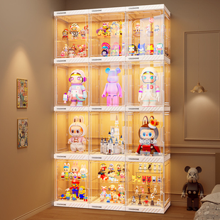 手办展示柜玩具收纳盲盒全透明落地适用乐高积木家用摆件陈列架子