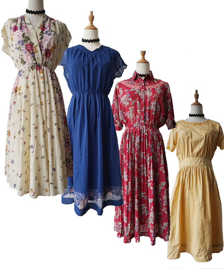 古着vintage大摆日本孤品森女文艺洋装夏季连衣裙