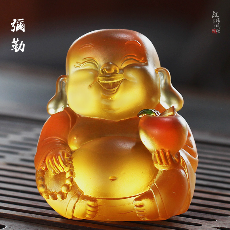 琉璃弥勒佛大肚佛笑佛佛像车摆摆件客厅佛堂寺庙桌面办公摆放供奉