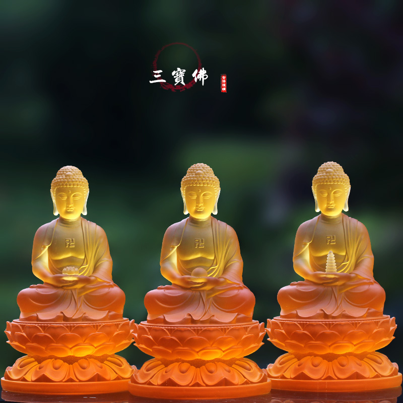 古法琉璃三宝佛一套娑婆三圣整套