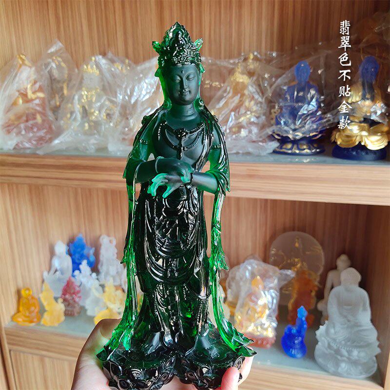 古法琉璃鎏金不肯去观音菩萨居家客厅寺庙佛堂供奉佛像用品u摆件