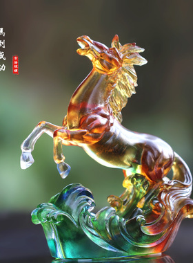 古法琉璃生肖马摆件马到成功