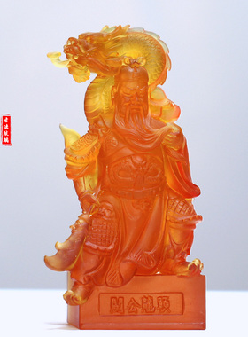 琉璃龙头关公关云长神像摆件