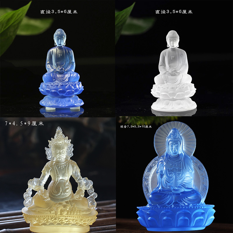 琉璃随身佛药师佛佛像摆件财神爷绿度母居家客厅便携礼佛供奉用品