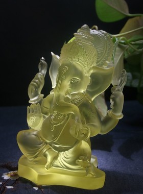 古法琉璃印度教佛像摆件象头神