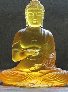 五方佛金黄色琉璃佛像藏传佛具家居寺院工艺品