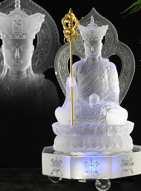 白色背板地藏王菩萨琉璃佛像摆件