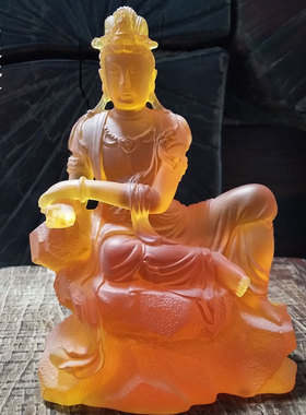 古法琉璃中式摆件自在观音