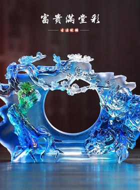 琉璃富贵满堂彩梅花风水摆件