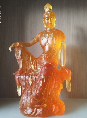 古法琉璃中式摆件自在菩萨