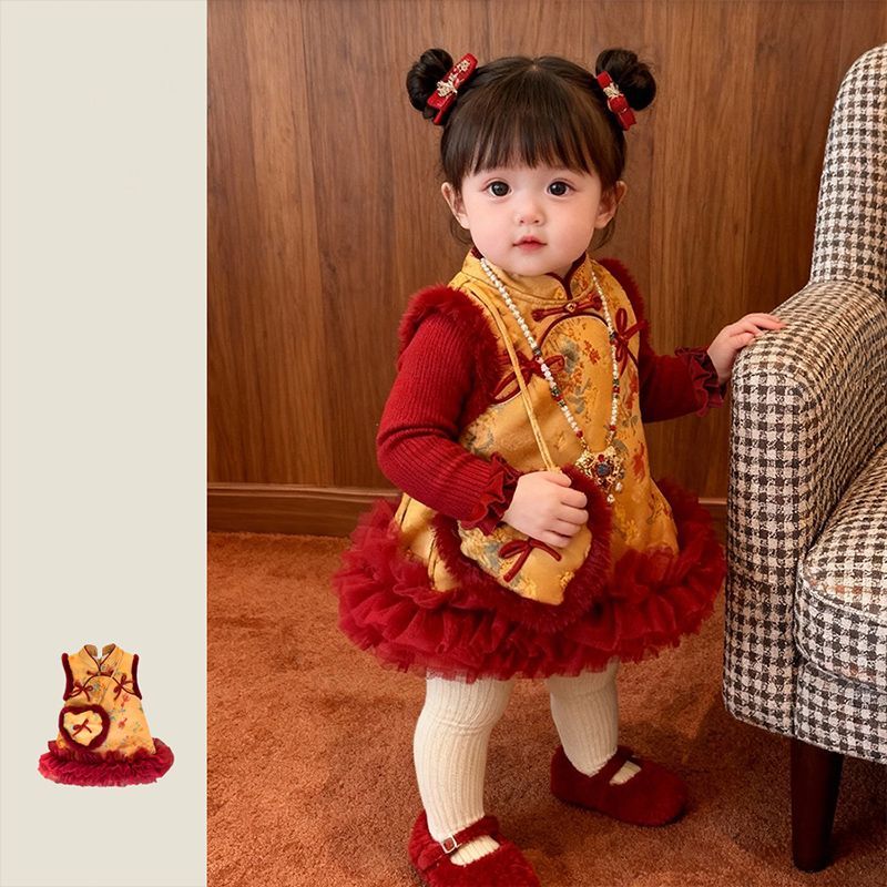 新中式盘扣设计旗袍裙秋冬新款