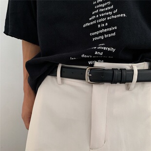 休闲牛仔裤 百搭韩版 腰带女 带时尚 复古港风针扣皮带男潮ins学生裤