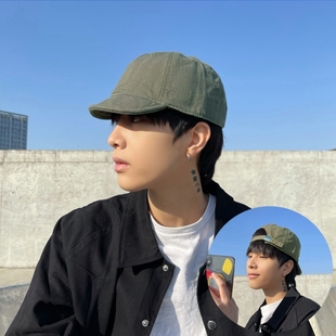 短帽檐帽子男潮复古短沿男士短舌棒球帽女短檐春秋小沿潮人鸭舌帽