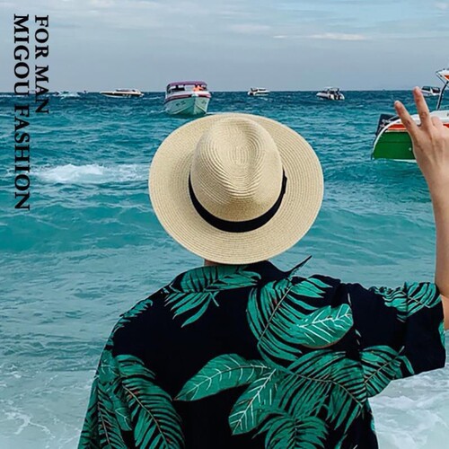 帽子夏天潮旅游度假沙滩宽沿男款防晒海边太阳遮阳礼帽巴拿马草帽