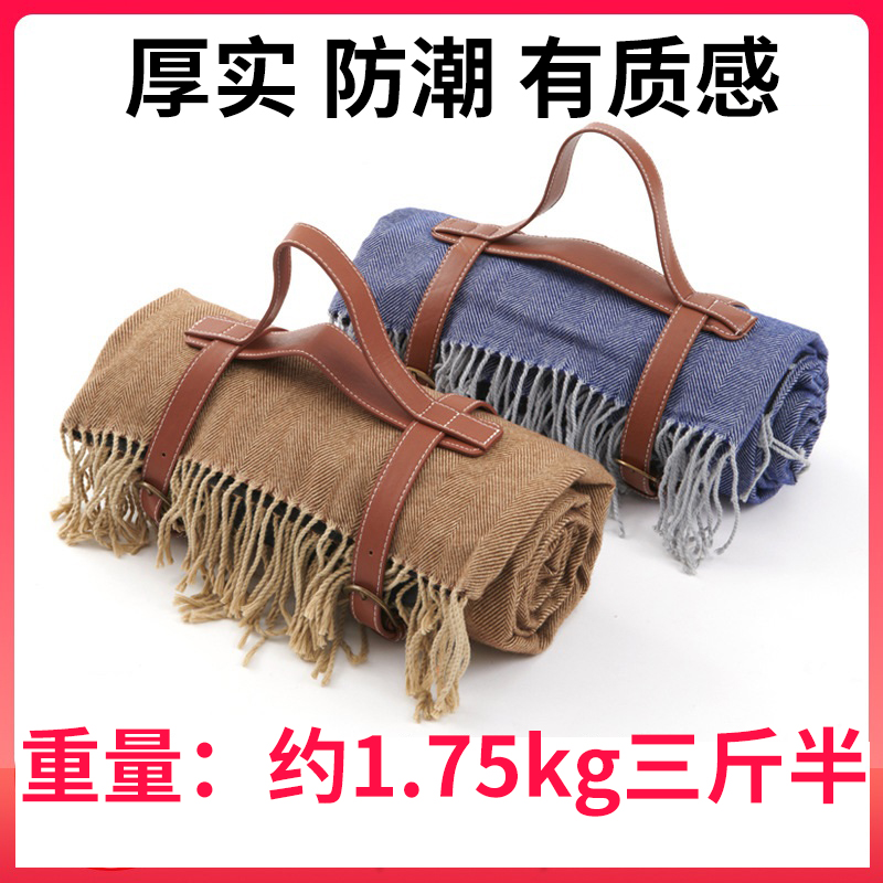 牛津布野餐墊加厚皮革綁帶防潮