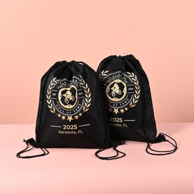 足球纹抽绳束口袋 赛事骑行双肩包 黑色防水牛津布定制收纳袋