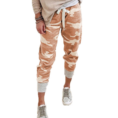 Camouflage casual jogging women's pants, linen blended pants