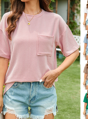 Women's summer casual short sleeved shirt top