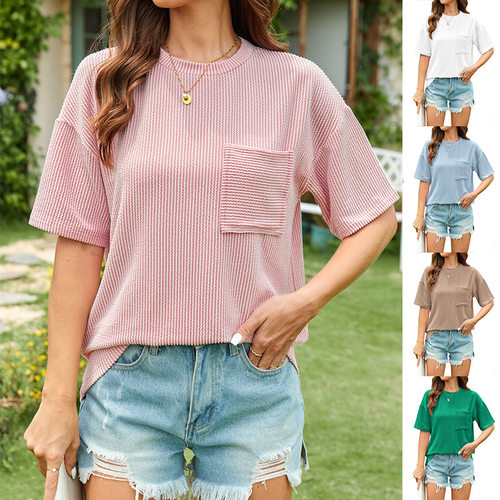 Women's summer casual short sleeved shirt top