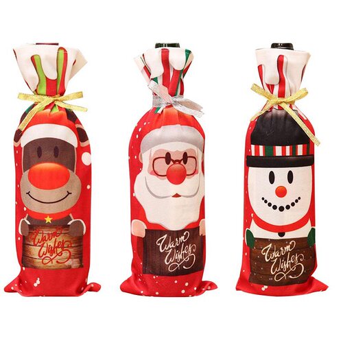 Christmas Decorations Redwine Santa Claus Snowman Deer skirt