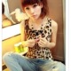 print women top suspender Leopard blend vest cotton