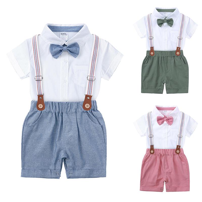 Two piece set of summer baby boy overalls夏季男婴背带两件套