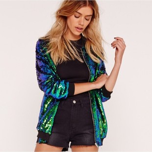 Sequin jacket loose bead baseball jacket women's clothes