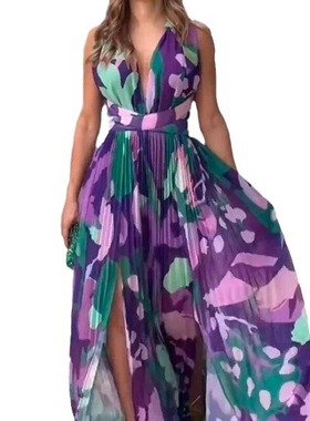 women's fashion long temperament beach jumpsuit dress skirt