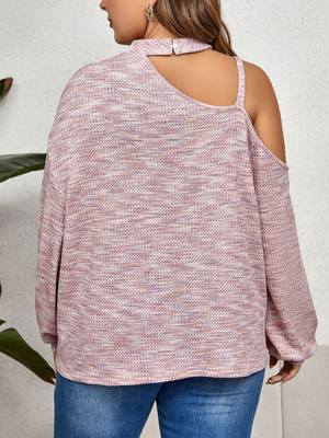 New Autumn Winter Slant Neck Strap Knitted Loose Top Sweater