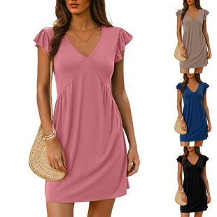 Women Long Skirt Dress Summer Collar Flying