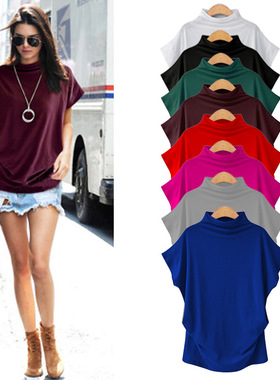New plus size women's high neck top, high neck T-shirt, top