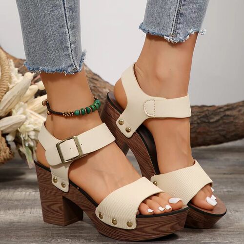 Summer women's shoes belt buckle high heels casual sandals