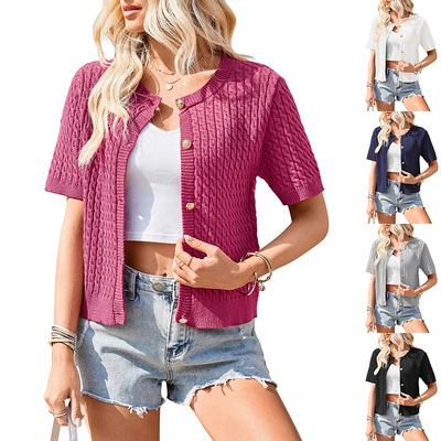 Women's summer short sleeved cardigan and short sweater