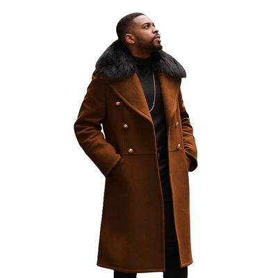 New men's casual woolen coat slim fit double men's coat top