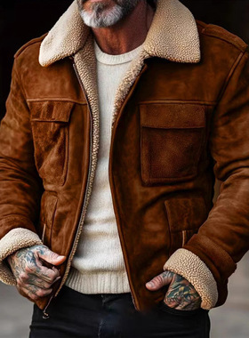 Autumn and winter men's retro men's jacket, synthetic blend