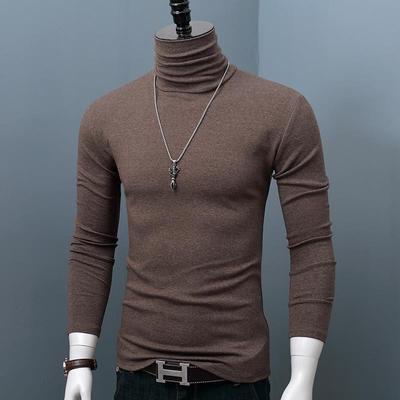 秋冬纯色高领长袖T恤男士打底衫上衣纯内搭装大码修身保暖厚1214z
