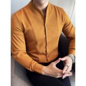 修身 新中式 帅气高级休闲商务立领0130r 2026春季 新款 V领衬衫 男长袖