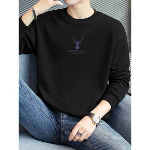 春季男T恤重量级运动衫士圆领连帽宽松衬里暖底衬衫秋冬0113k