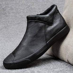 一脚蹬马丁靴百搭高筒皮鞋 年加绒加厚鞋 1226z 潮鞋 秋冬切西靴男士