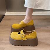 春季 百搭博肯0127z 松糕增高小个子覆古单鞋 厚底勃肯鞋 女2026新款