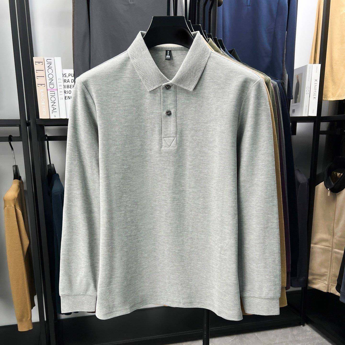 长袖T恤男士秋装上衣翻领纯色春季中年男装商务POLO衫0118r,男装,T恤,淘宝优惠券,粉丝福利购,淘宝优惠卷