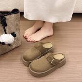 春季 懒人一脚蹬博0127z 增高大尺码 厚底勃肯包头半拖鞋 女2026新款