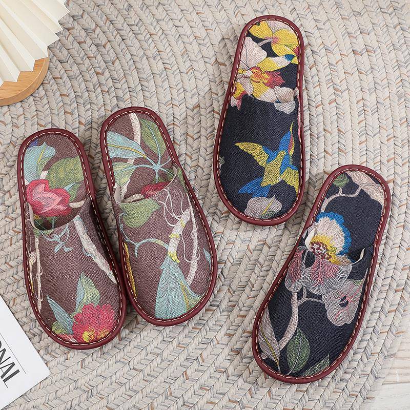 秋冬新款包头软底布艺防滑静音软底居家室内棉拖鞋男女1004z