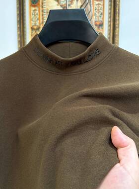 秋冬男士德绒打底衫纯色男季保暖加上衣2025新款刺绣半高领1224k