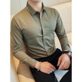 高档无缝衬衫 无熨烫新郎婚礼0130r 商务休闲百搭时髦修身 男士 长袖